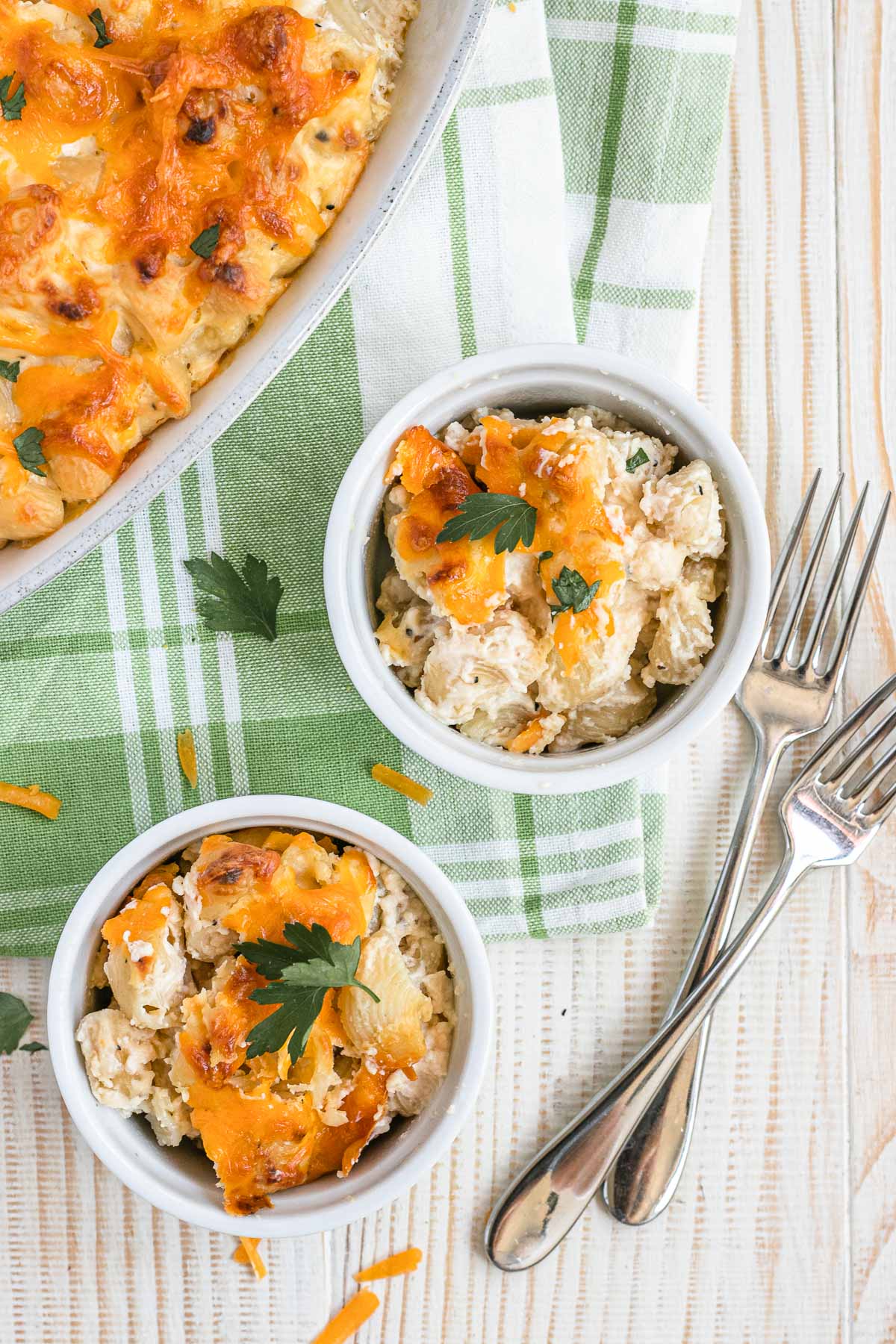 Healthy Baked Macaroni and Cheese in ramekin