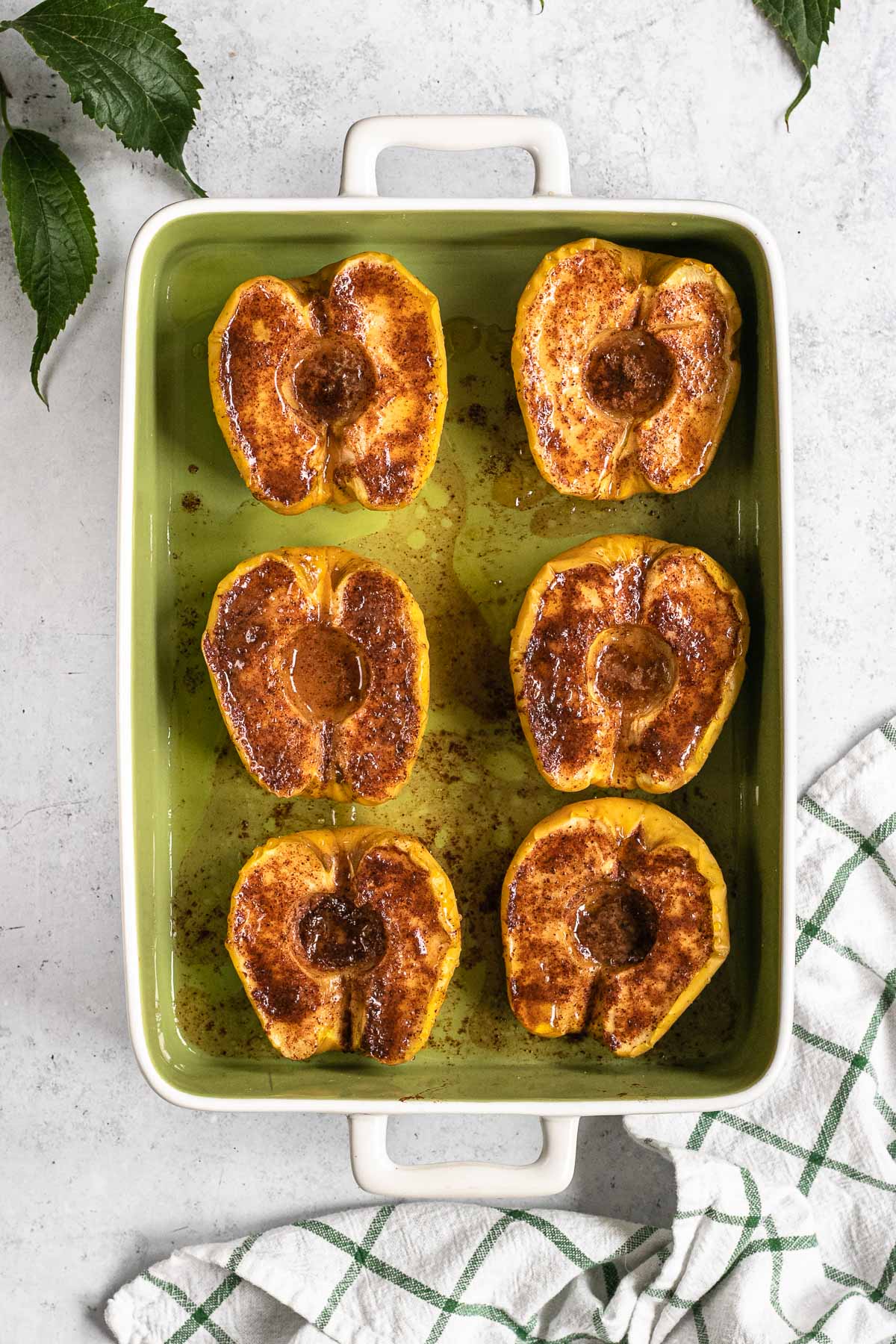 Healthy Cinnamon Baked Apples in baking dish